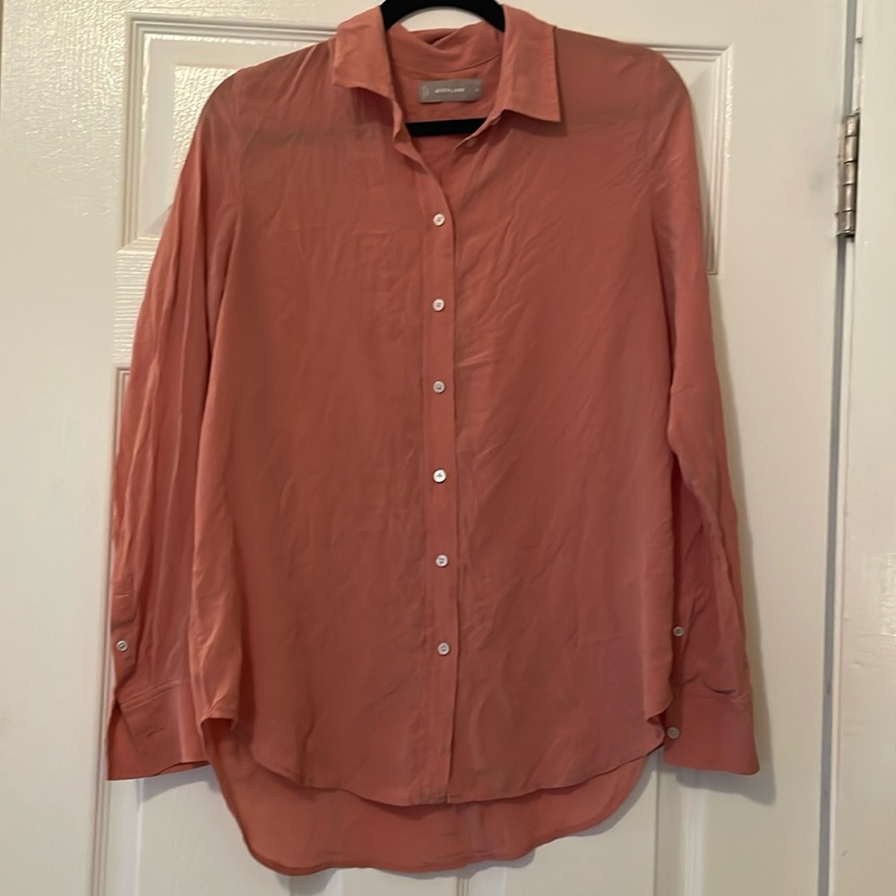 Everlane silk shirt in pink / coral size 6